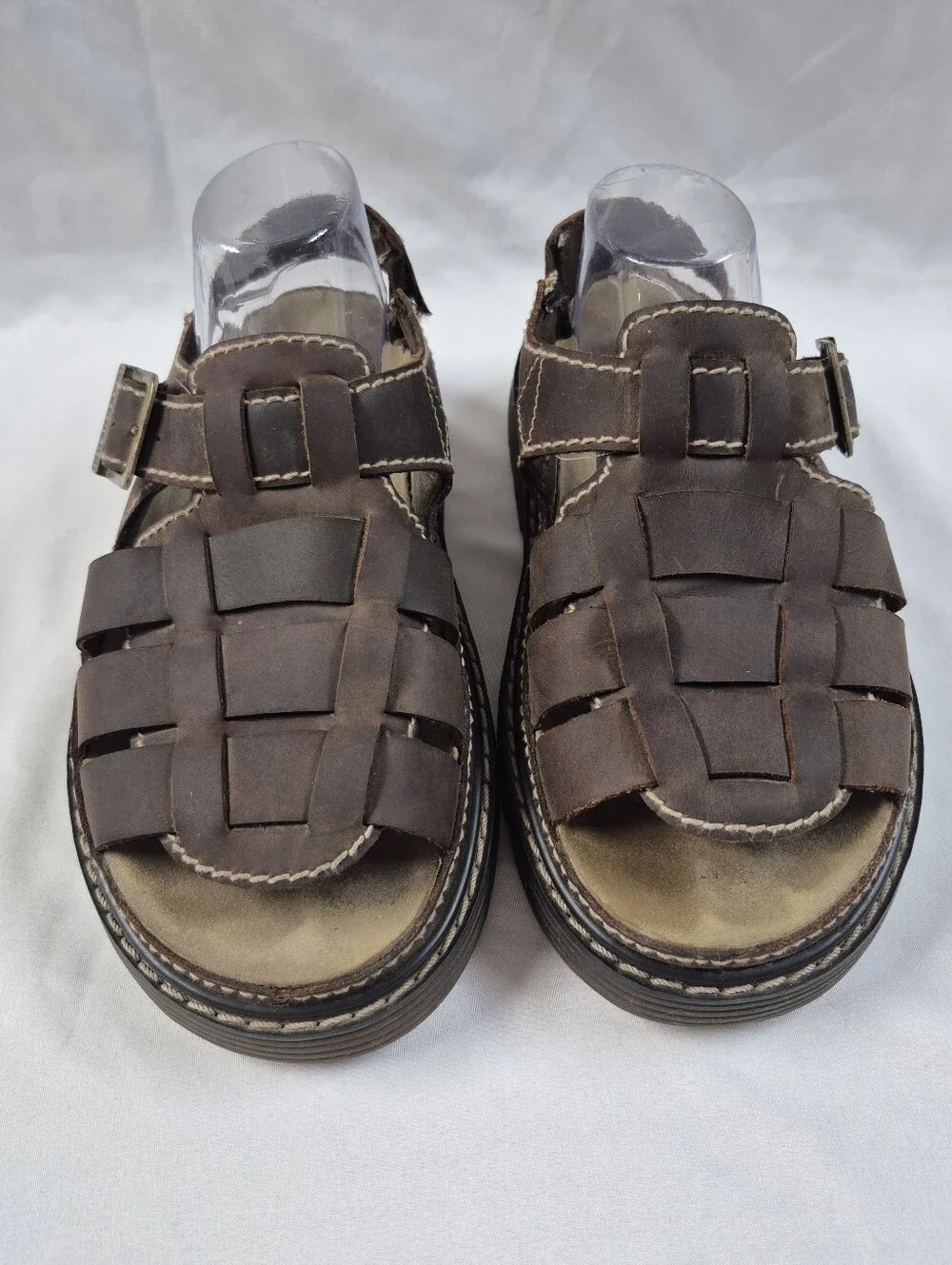 Vintage Skechers Fisherman Sandals Jammers Mens 9 Brown Leather Y2K Chunky